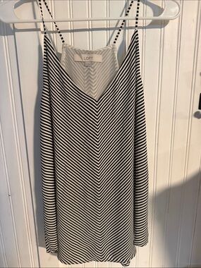 LOFT Black and White Chevron V-Neck Slip Dress